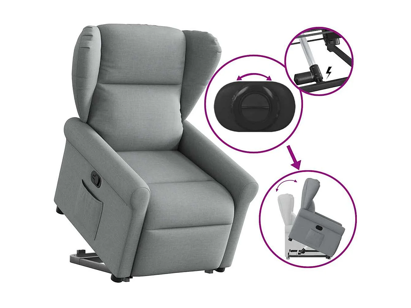 Fauteuil inclinable-Chaise de relax-Fauteuil TV Gris clair Tissu SHL3275