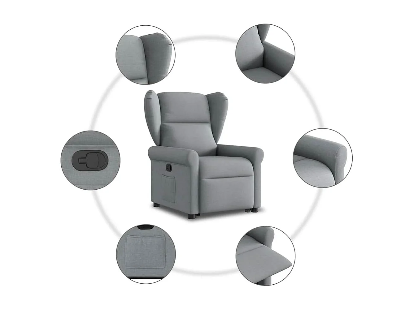 Fauteuil inclinable-Chaise de relax-Fauteuil TV Gris clair Tissu SHL3275