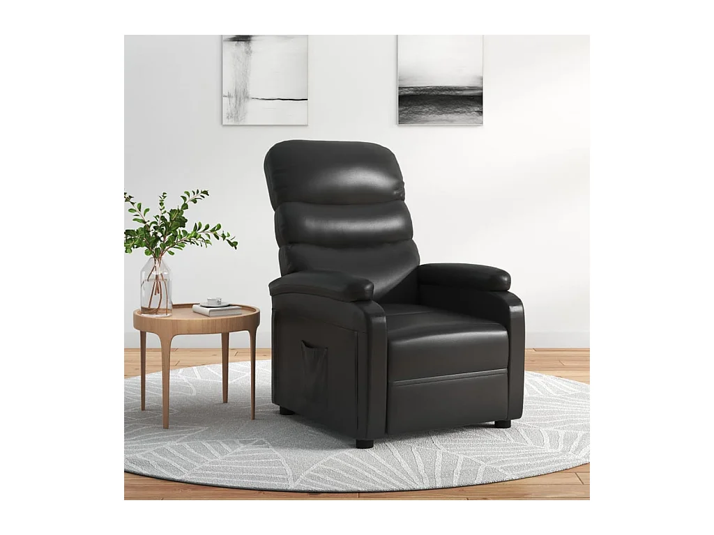 Sillón de relax | Sillón reclinable de cuero sintético negro SHL4004
