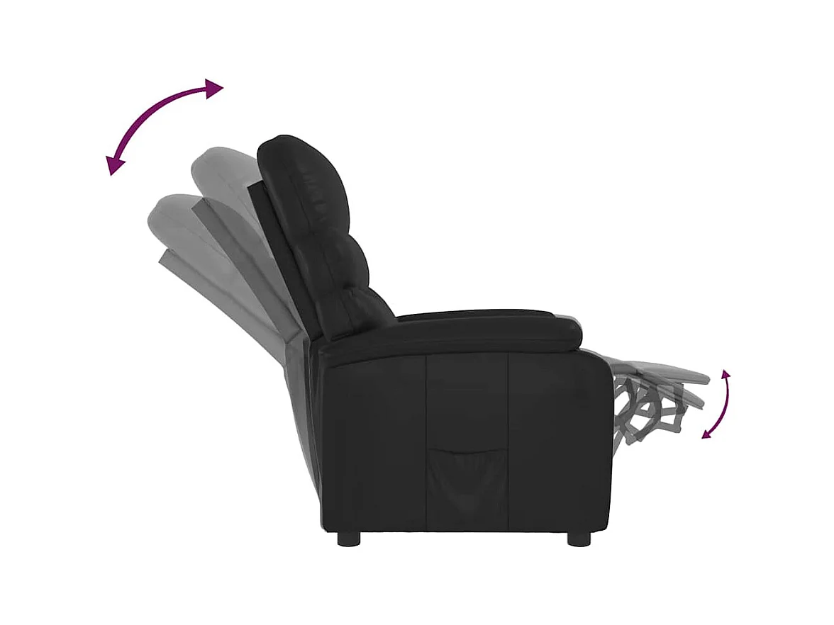 Sillón de relax | Sillón reclinable de cuero sintético negro SHL4004