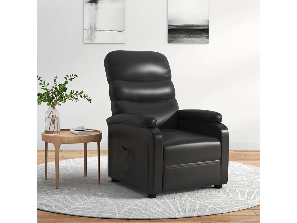 Relaxsessel | Lounge Sessel für Wohnzimmer Schwarz Kunstleder SHL44622