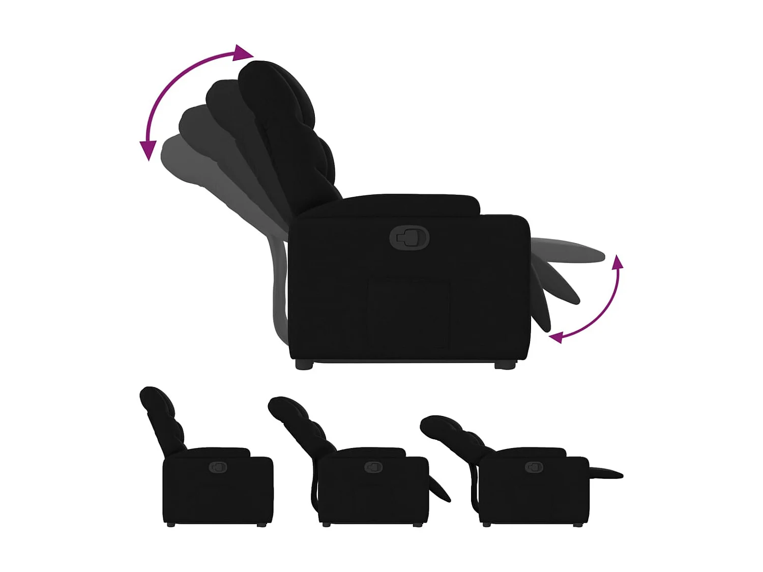 Relaxsessel | Lounge Sessel für Wohnzimmer mit Aufstehhilfe Schwarz Stoff SHL76223