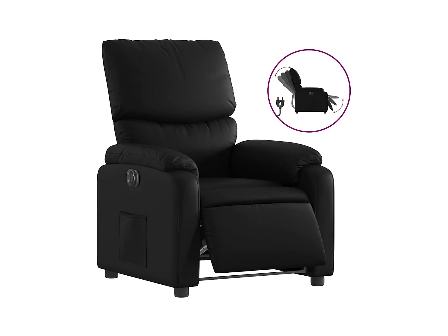Sillón de relax | Silla | Sillón reclinable eléctrico de cuero sintético negro SHL3993