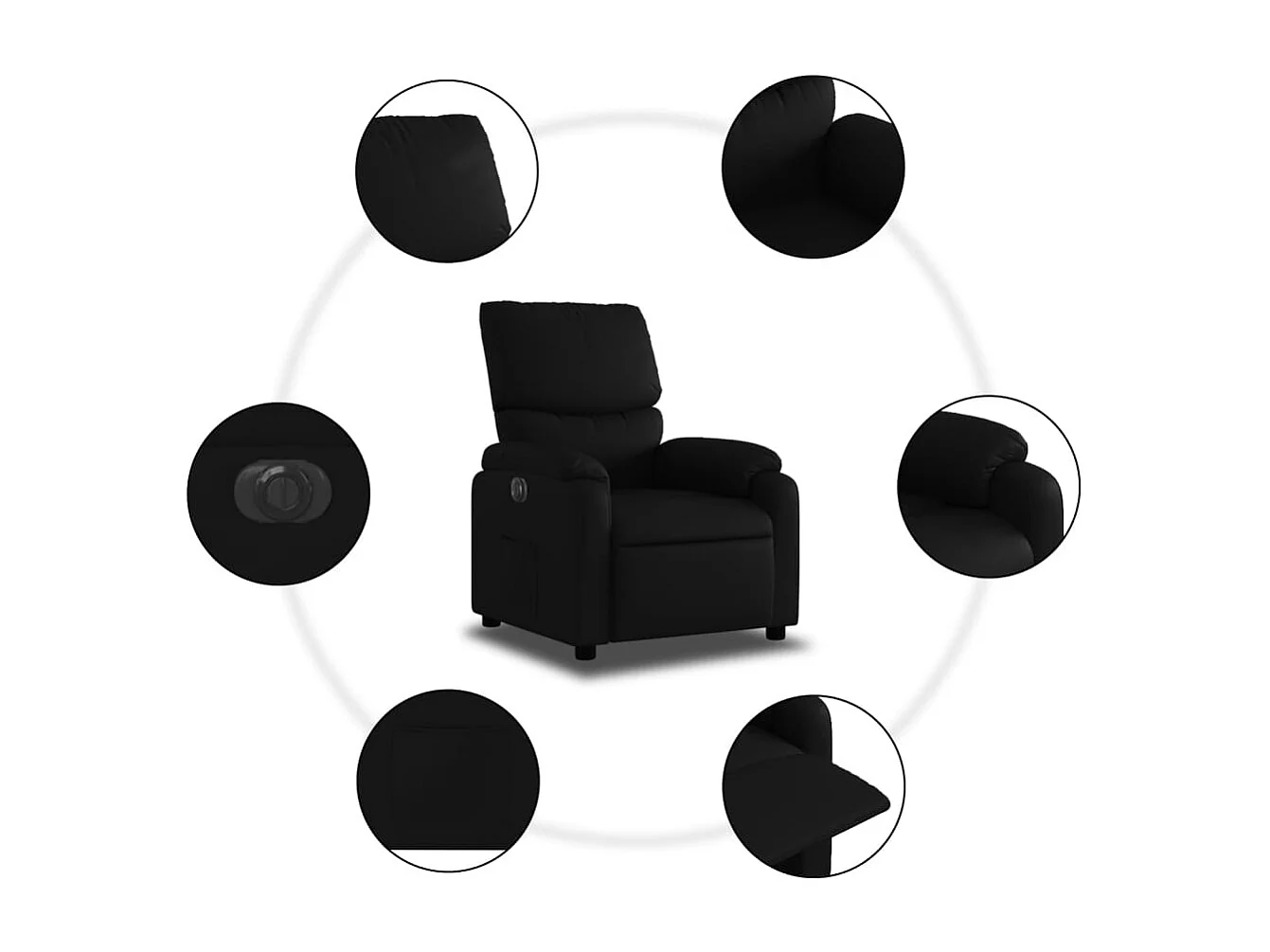 Sillón de relax | Silla | Sillón reclinable eléctrico de cuero sintético negro SHL3993