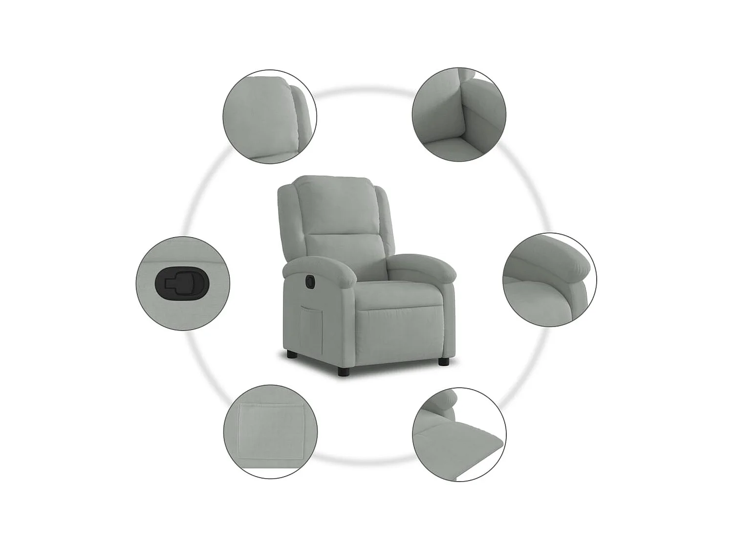 Relaxsessel | Lounge Sessel für Wohnzimmer Hellgrau Samt SHL90663