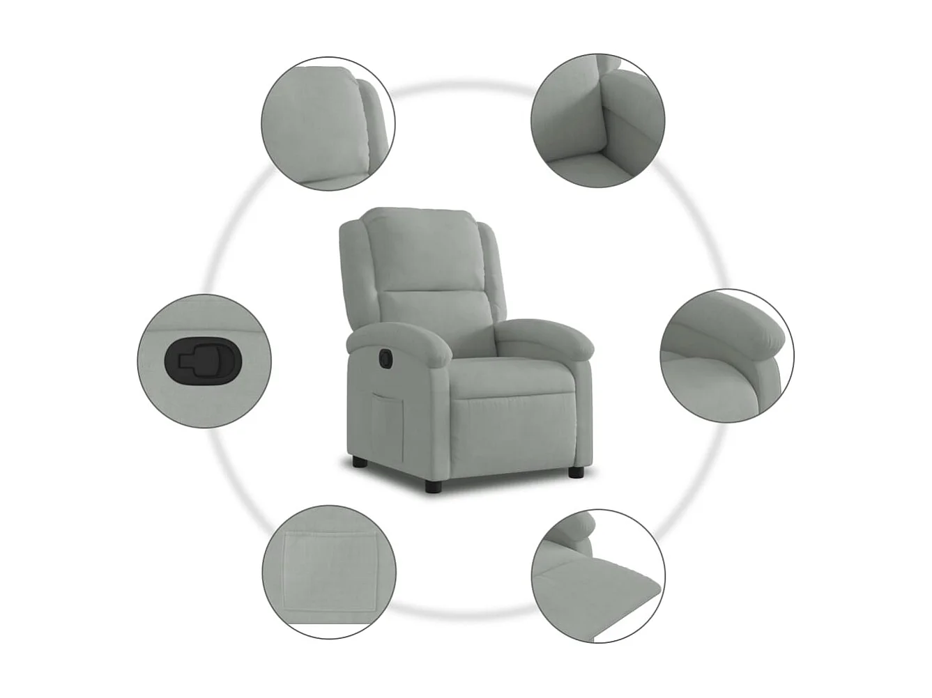 Relaxsessel | Lounge Sessel für Wohnzimmer Hellgrau Samt SHL90663