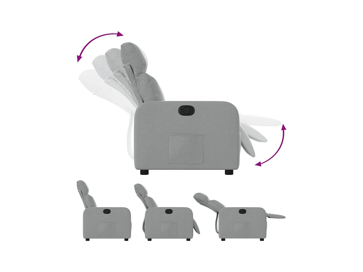 Sillón de relax | Sillón reclinable de tela gris claro SHL4558