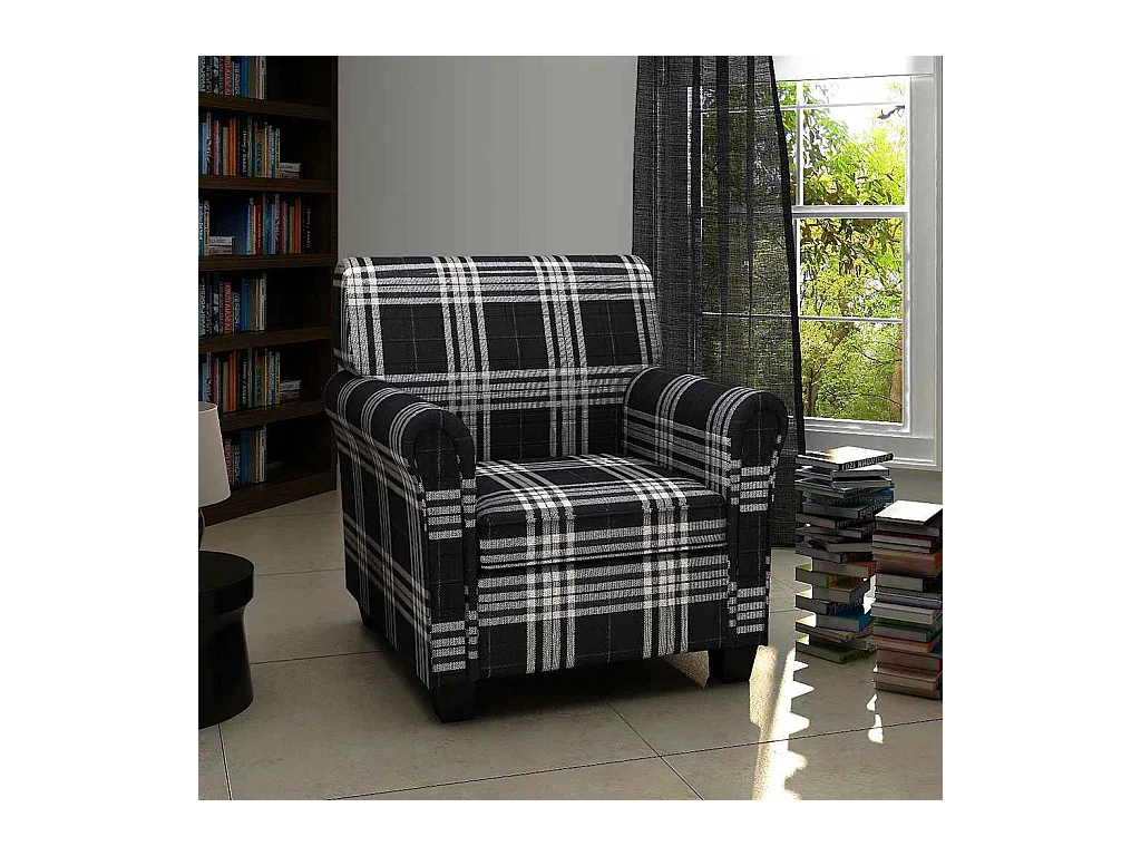 Sillón de salón | Silla Relax con cojín de tela negro SHL2445