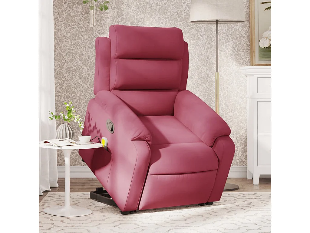 Fauteuil inclinable-Chaise de relax-Fauteuil de Massage Rouge bordeaux Velours SHL3451