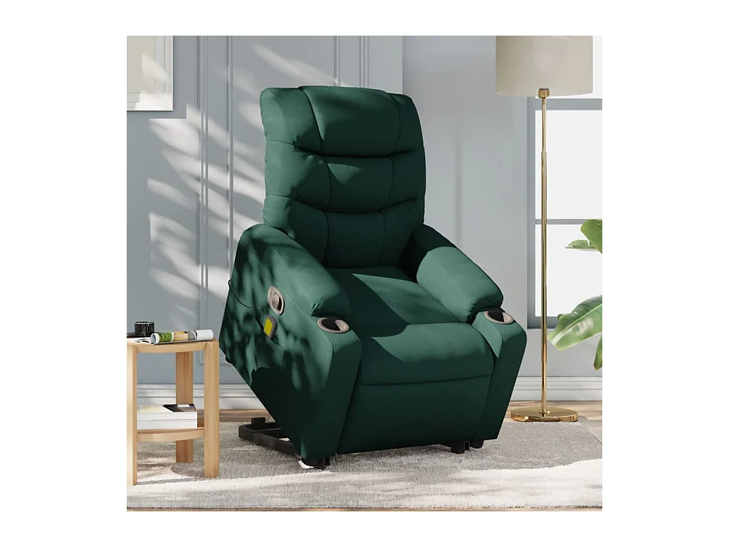 Silla de masaje reclinable de pie de tela verde oscura SHL2183