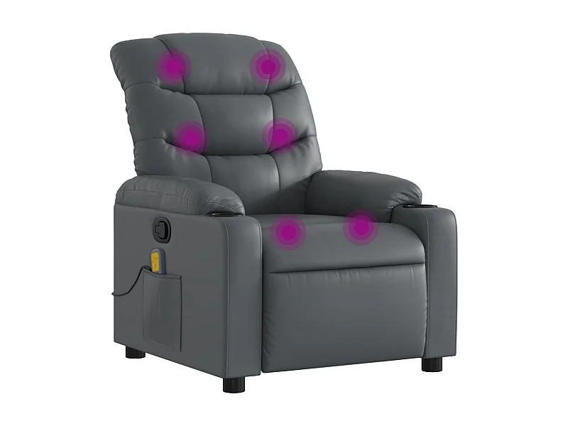 Fauteuil inclinable-Chaise de relax-Fauteuil de Massage gris similicuir SHL3456
