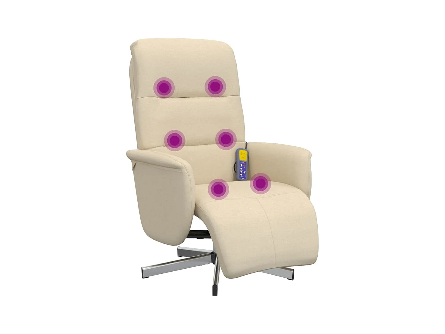 Sillón de relax | Sillón reclinable de masaje con reposapiés tela color crema SHL4451