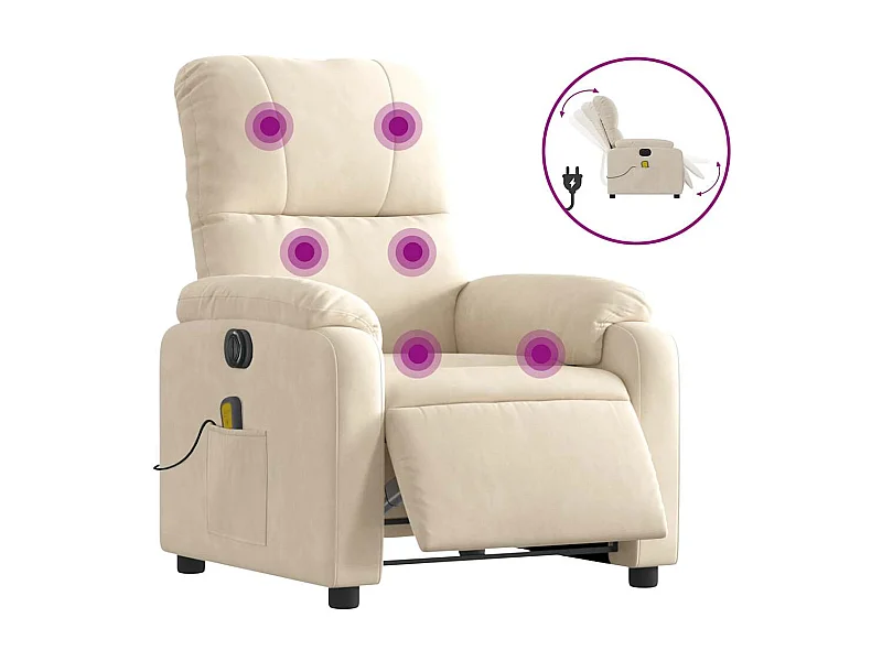 Sillón de relax | Sillón reclinable de masaje eléctrico tela de microfibra beige SHL9458