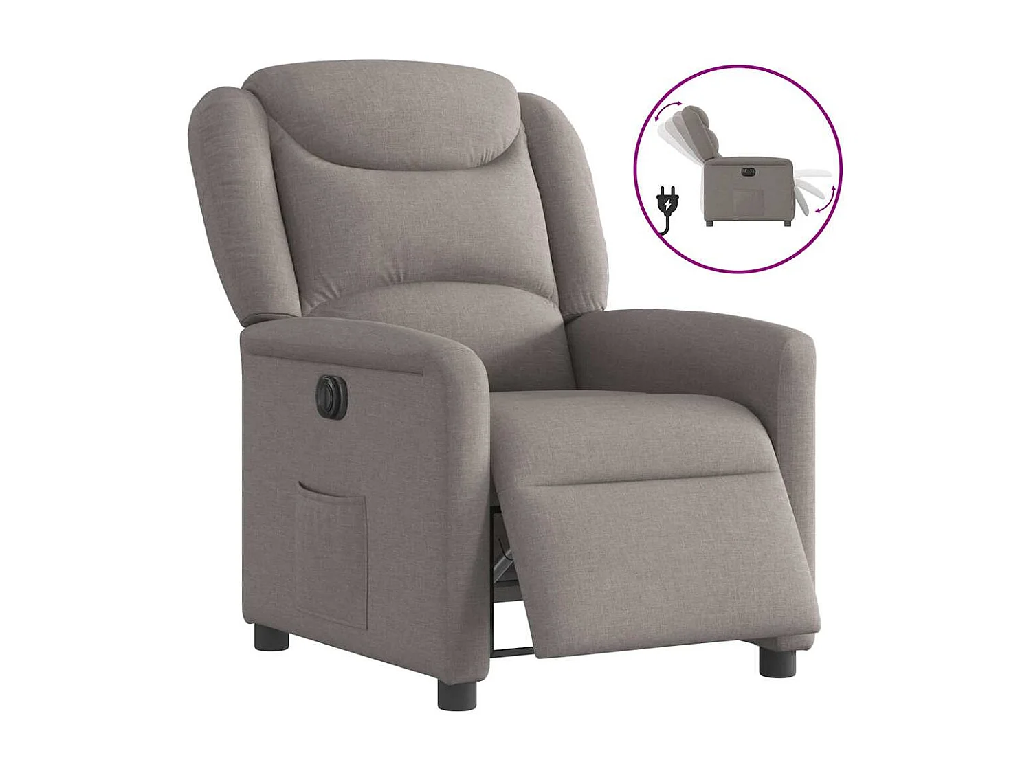 Fauteuil inclinable électrique-Chaise de relax-Fauteuil TV Taupe Tissu SHL2196
