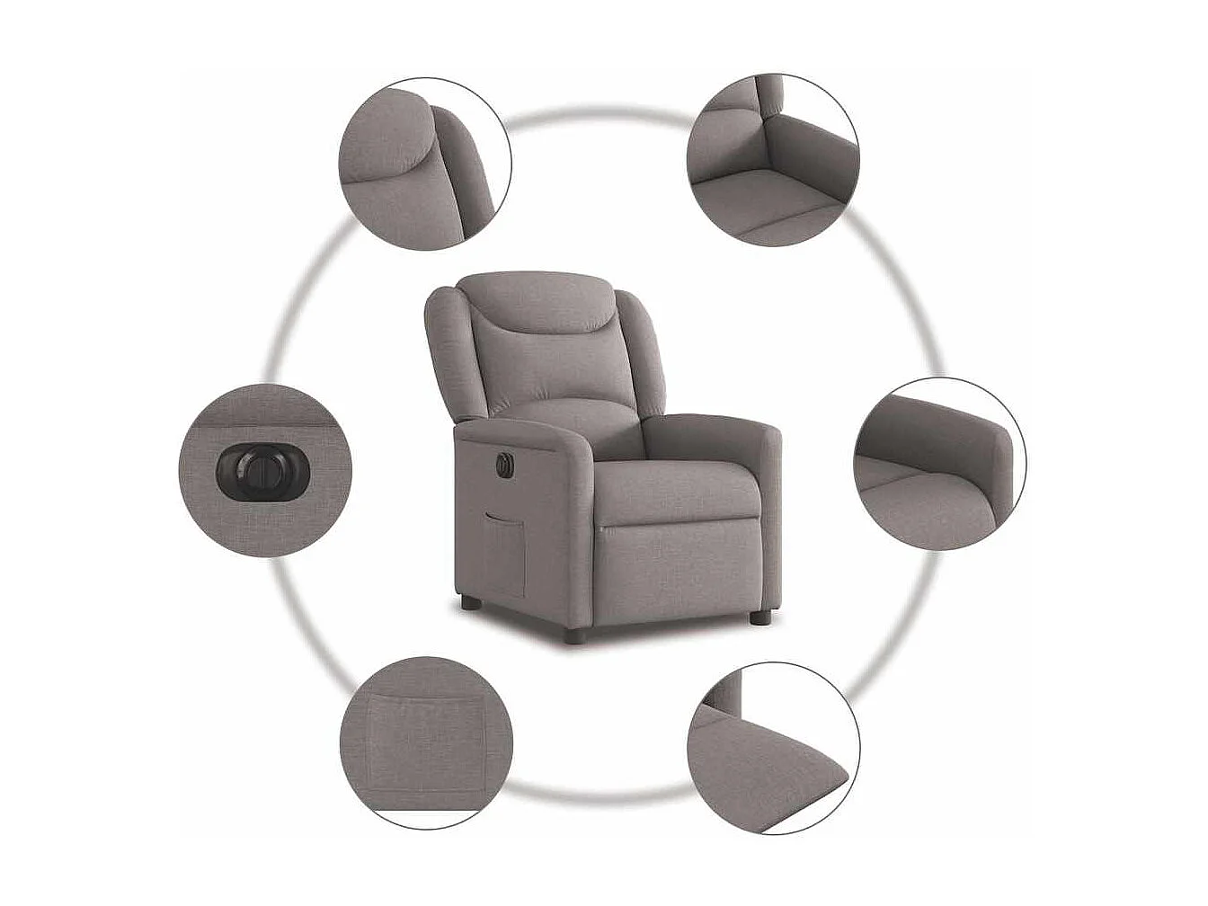 Fauteuil inclinable électrique-Chaise de relax-Fauteuil TV Taupe Tissu SHL2196