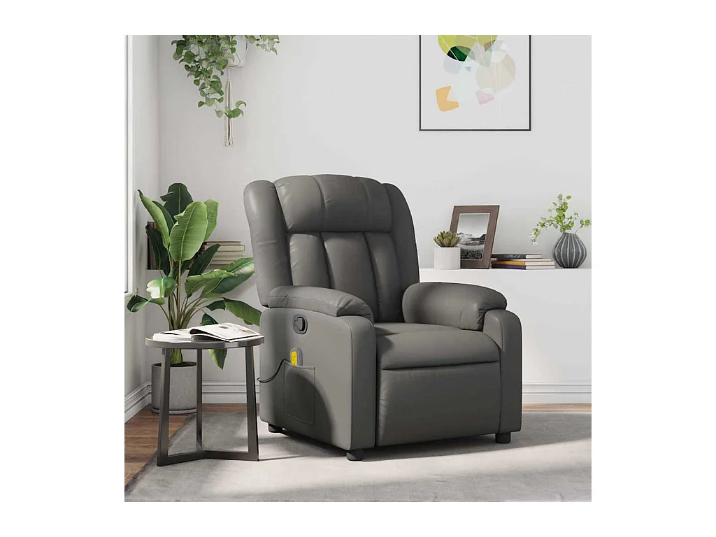 Sillón de salón | Silla | Sillón de masaje reclinable cuero sintético gris SHL4476