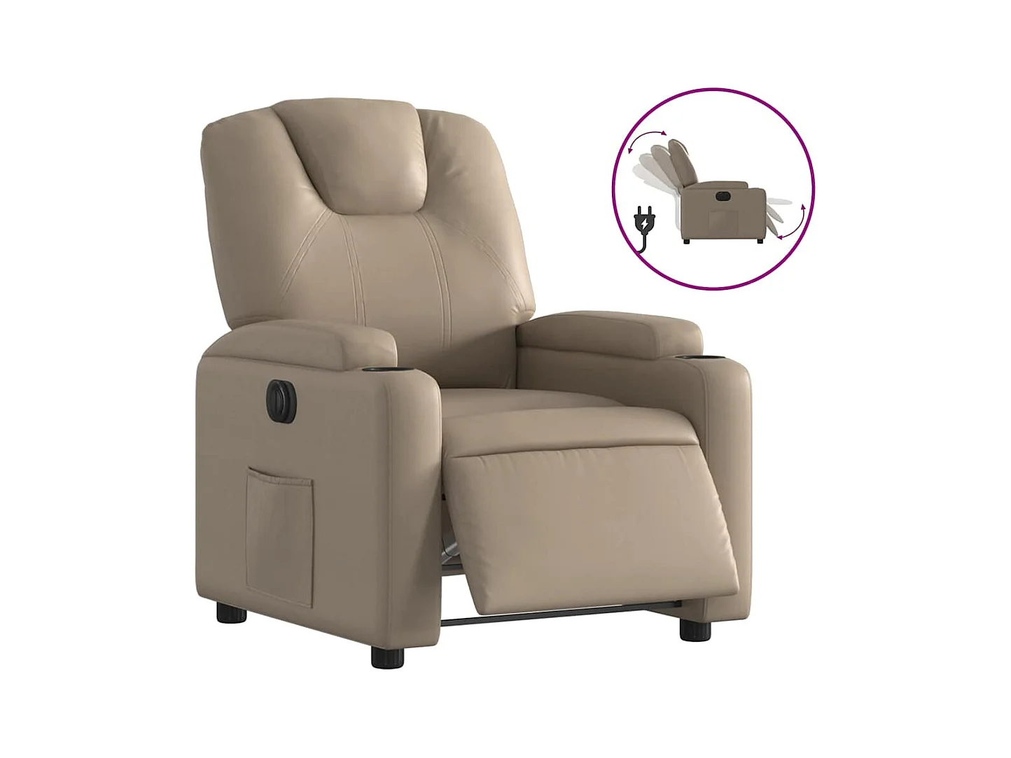 Fauteuil inclinable électrique-Chaise de relax-Fauteuil salon Cappuccino Similicuir SHL5293