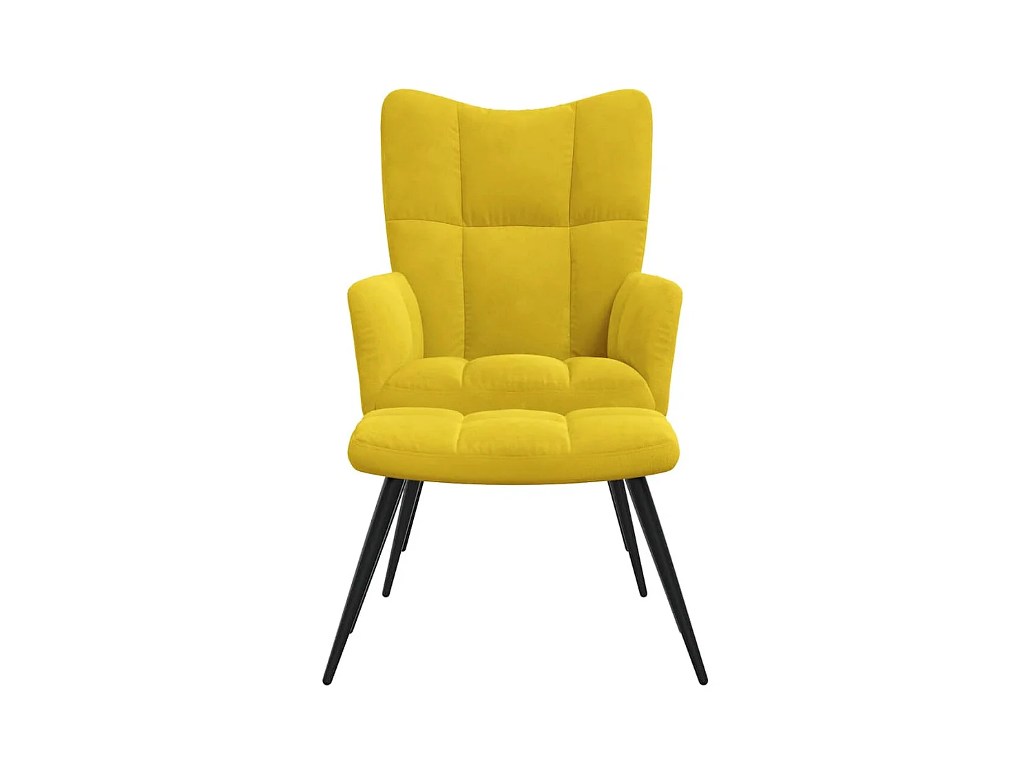 Sillón de relax | Sillón relajante con taburete de terciopelo amarillo mostaza SHL6508