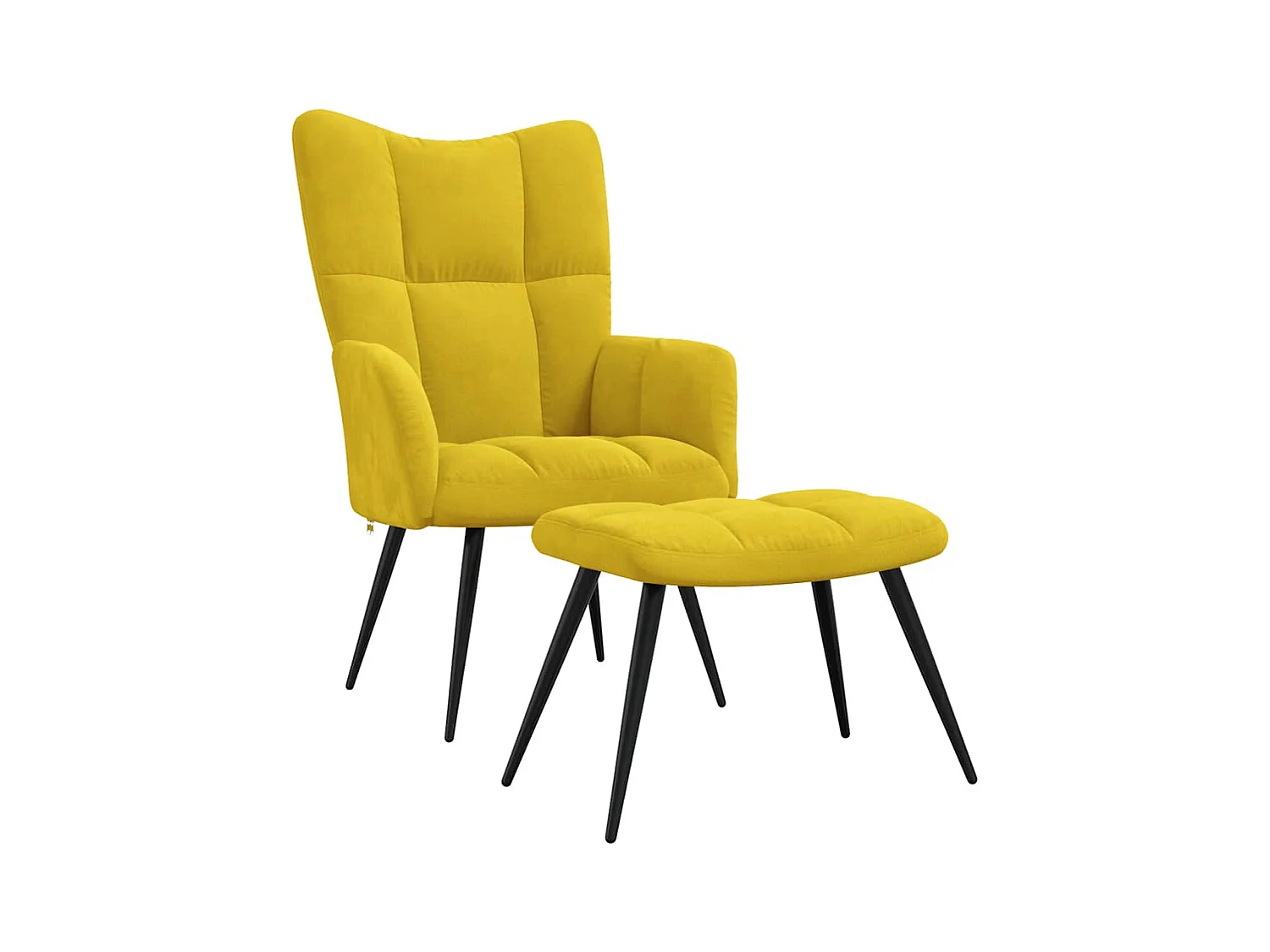 Chaise de relaxation moderne avec tabouret-Fauteuil de Salon Jaune moutarde Velours SHL4071