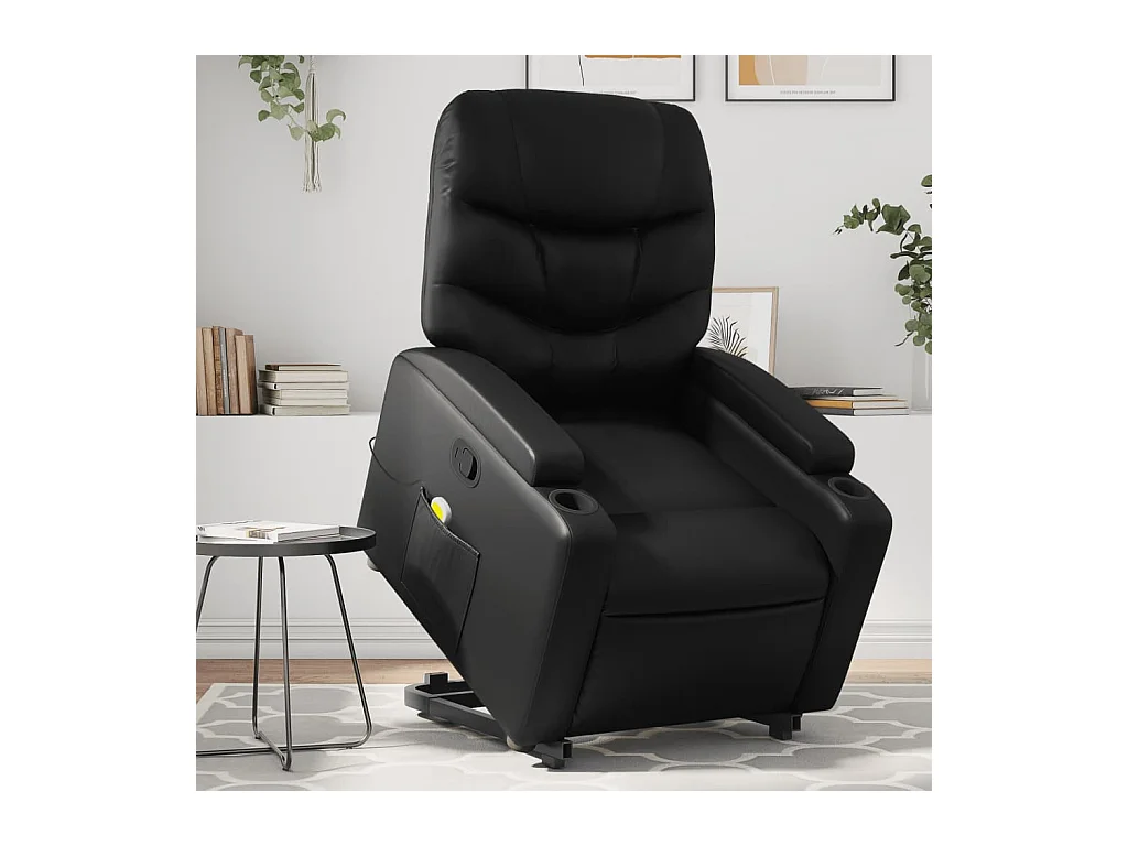 Sillón de relax | Sillón reclinable de masaje de pie cuero artificial negro SHL2413