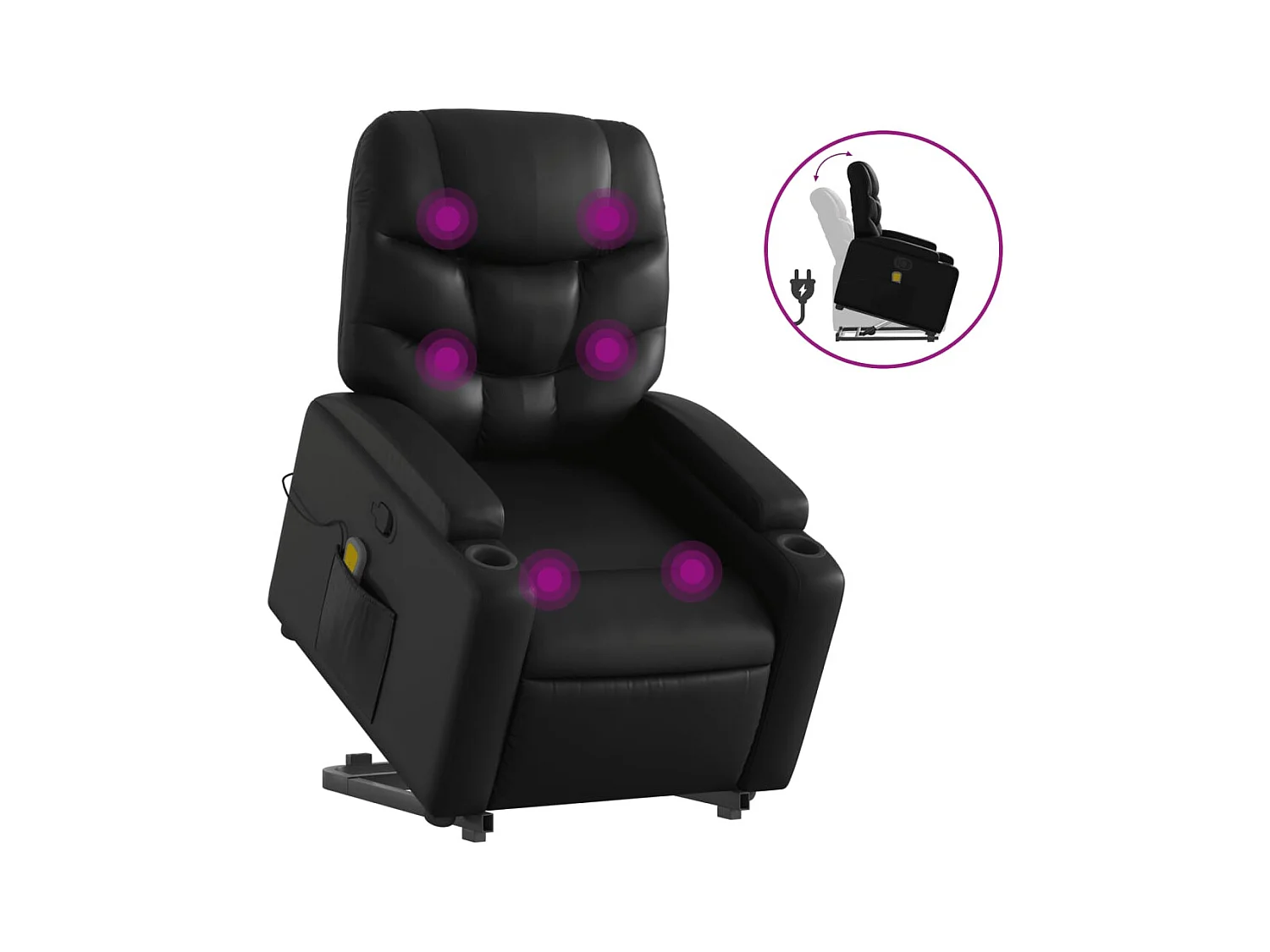 Fauteuil inclinable-Chaise de relax-Fauteuil de Massage Noir Similicuir SHL2925