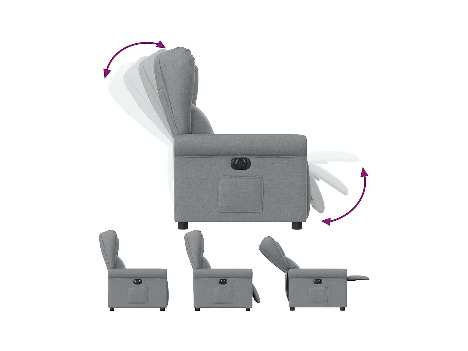 Fauteuil inclinable électrique-Chaise de relax-Fauteuil TV Gris clair Tissu SHL3772
