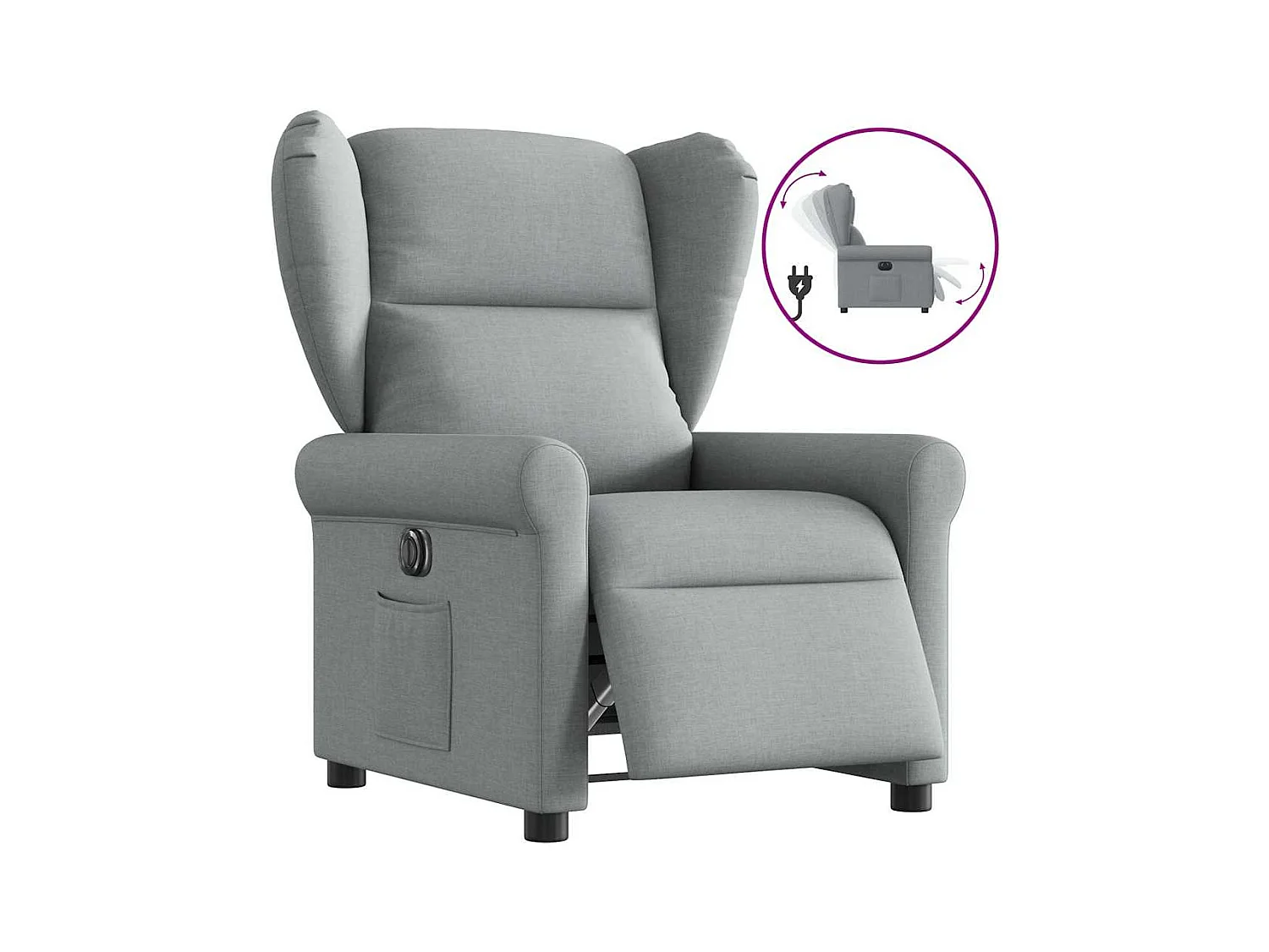 Fauteuil inclinable électrique-Chaise de relax-Fauteuil TV Gris clair Tissu SHL3772