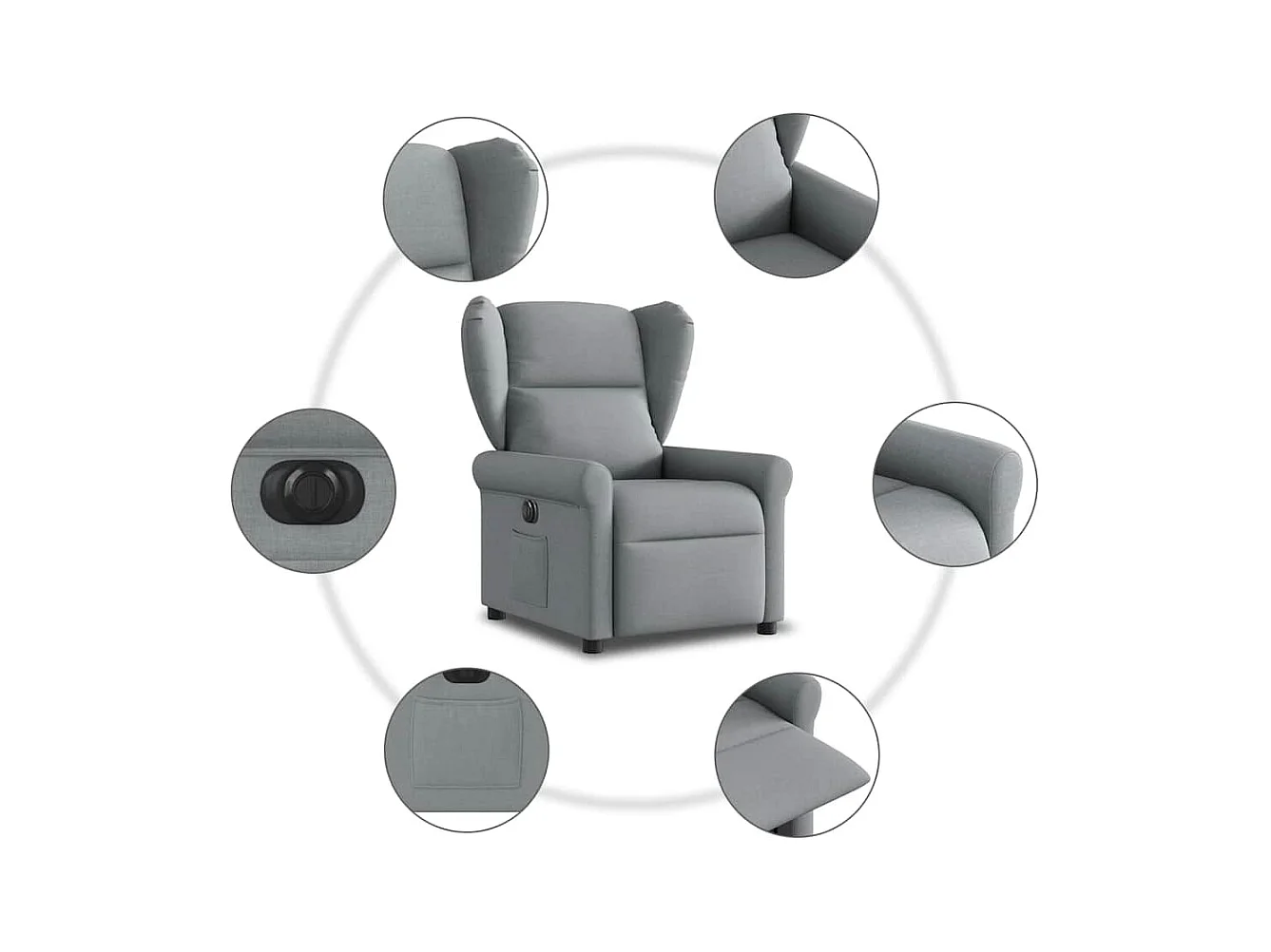 Fauteuil inclinable électrique-Chaise de relax-Fauteuil TV Gris clair Tissu SHL3772