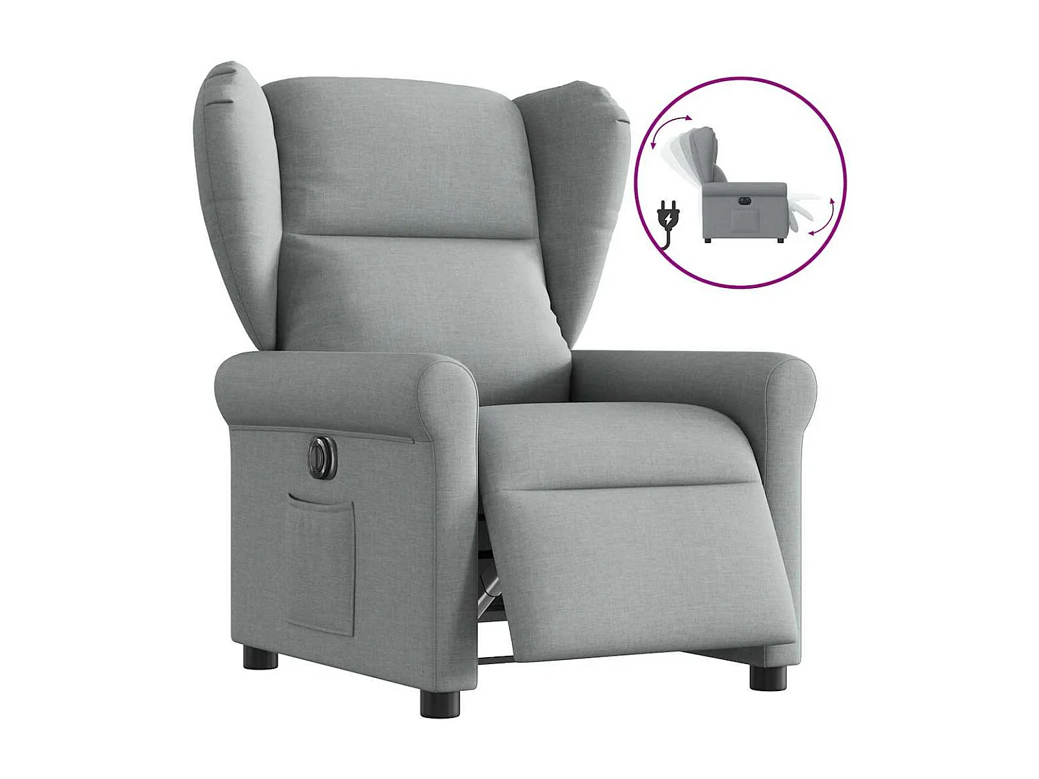 Fauteuil inclinable électrique-Chaise de relax-Fauteuil TV Gris clair Tissu SHL3772