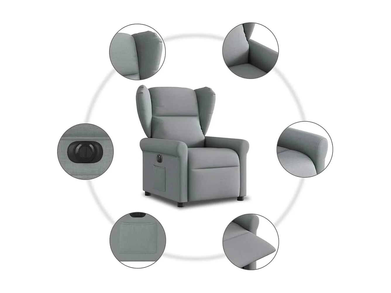 Fauteuil inclinable électrique-Chaise de relax-Fauteuil TV Gris clair Tissu SHL3772
