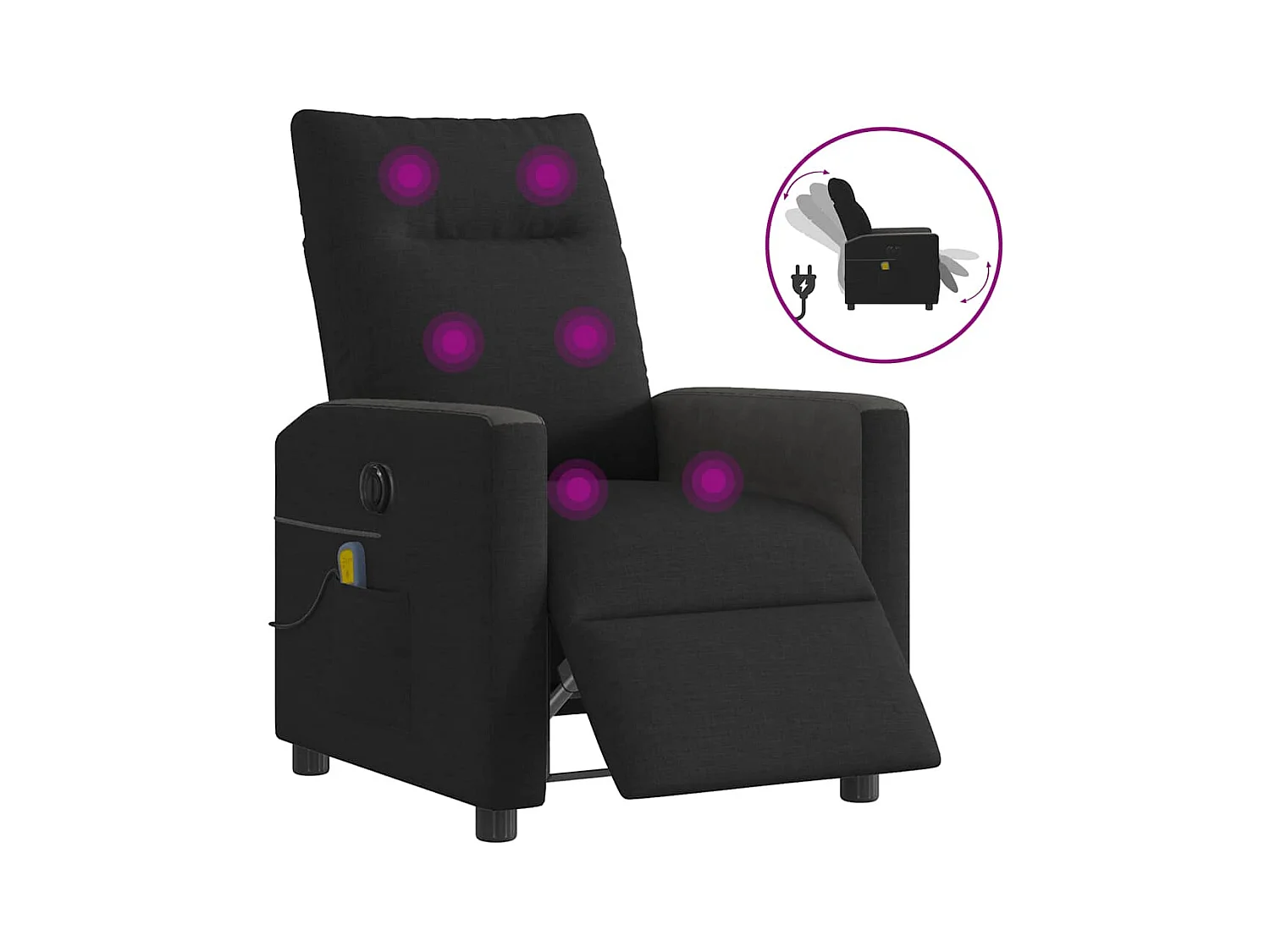 Fauteuil inclinable électrique-Fauteuil de massage de Salon Noir Tissu SHL1000