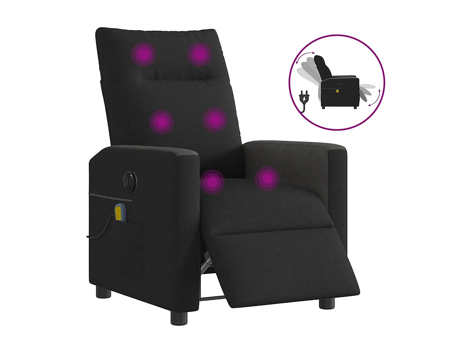 Massagestoel elektrisch verstelbaar stof zwart