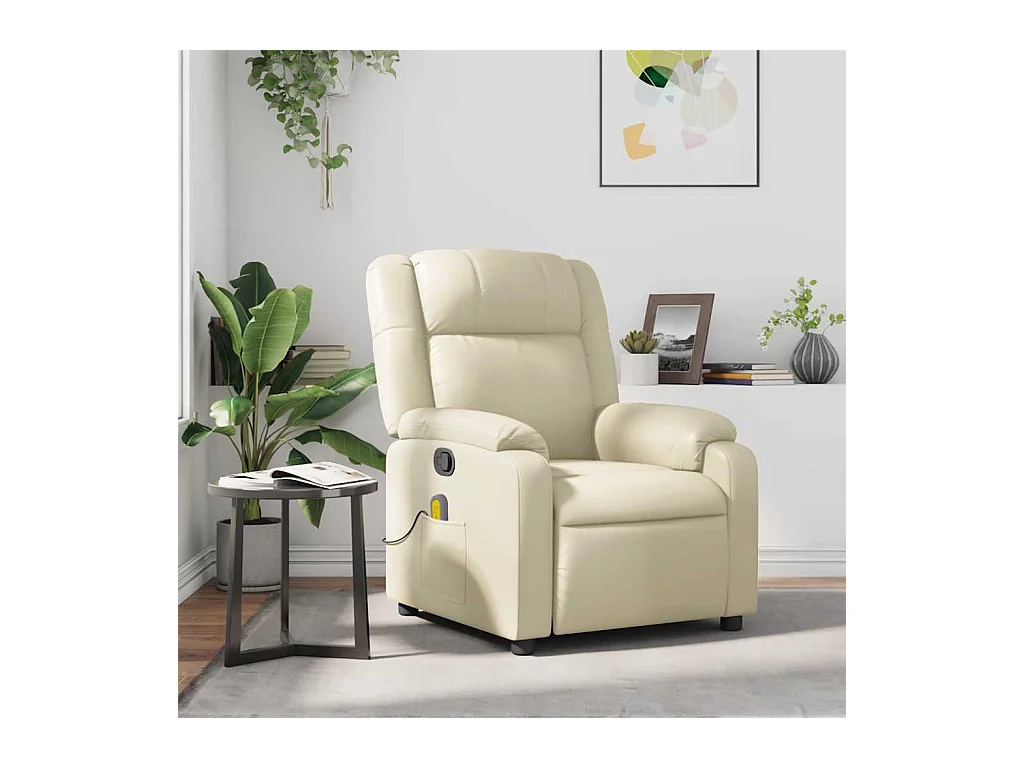 Fauteuil inclinable-Chaise-Fauteuil salon de massage Crème Similicuir SHL5467