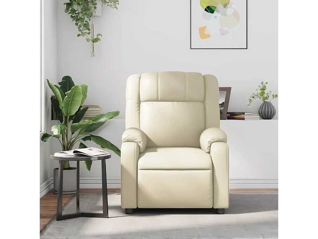 Fauteuil inclinable-Chaise-Fauteuil salon de massage Crème Similicuir SHL5467