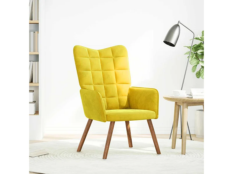 Fauteuil | Relaxstoel fluweel geel