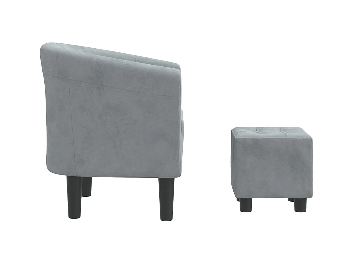 Sillón de salón | Silla de relax con taburete terciopelo gris oscuro SHL5696