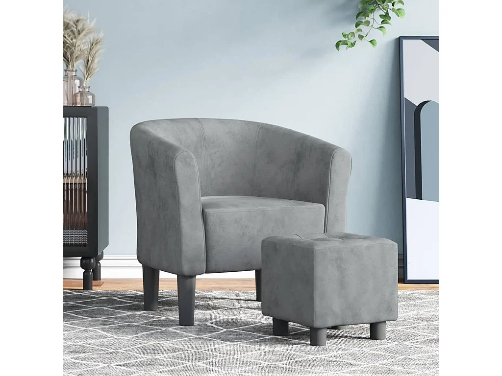 Relaxsessel | Clubsessel mit Fußhocker Dunkelgrau Samt SHL74475