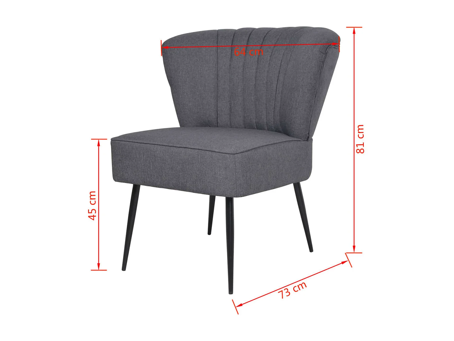 Sillón de cóctel tela gris oscuro SHL3965