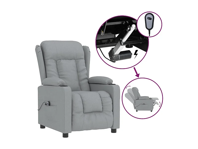 Sillón de relax | Silla | Sillón reclinable eléctrico tela gris claro SHL2731