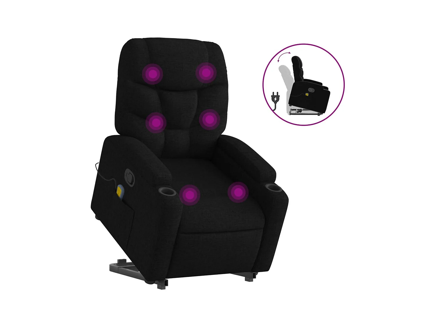 Fauteuil inclinable-Chaise de relax-Fauteuil de Massage Noir Tissu SHL1623