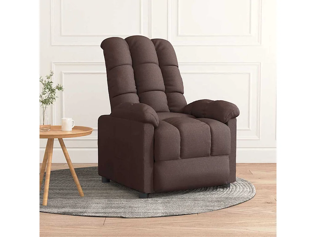 Fauteuil salon-Chaise d'appoint-Fauteuil inclinable Marron foncé Tissu SHL3734