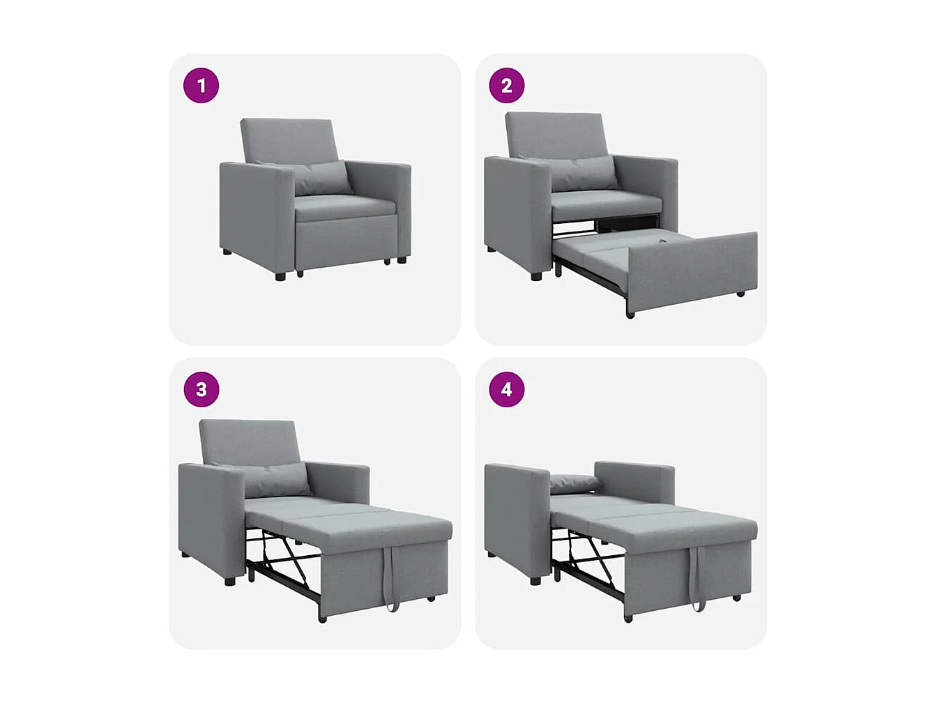 Fauteuil Salon-Chaise de relax-Chaise de Canapé Gris clair 90x165x87 cm tissu SHL2072