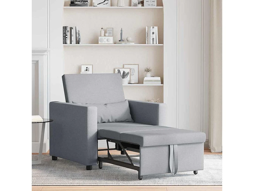 Poltrona Salotto | Divano letto estraibile singolo Grigio chiaro 90x165x87cm SHL4191