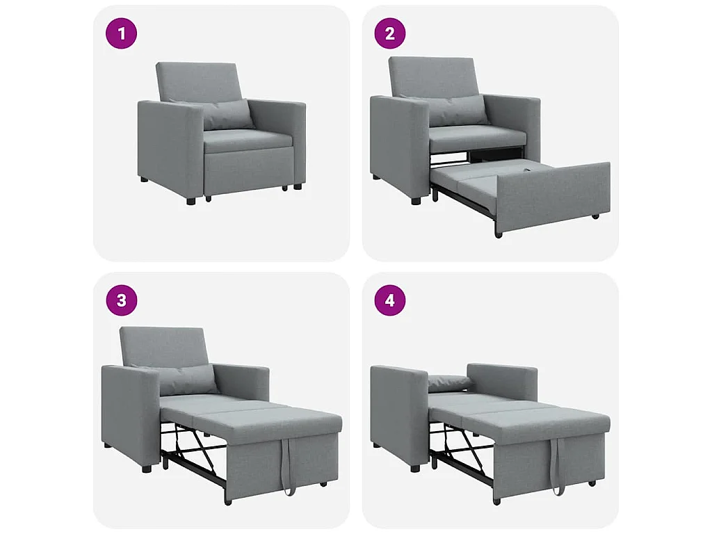 Poltrona Salotto | Divano letto estraibile singolo Grigio chiaro 90x165x87cm SHL4191
