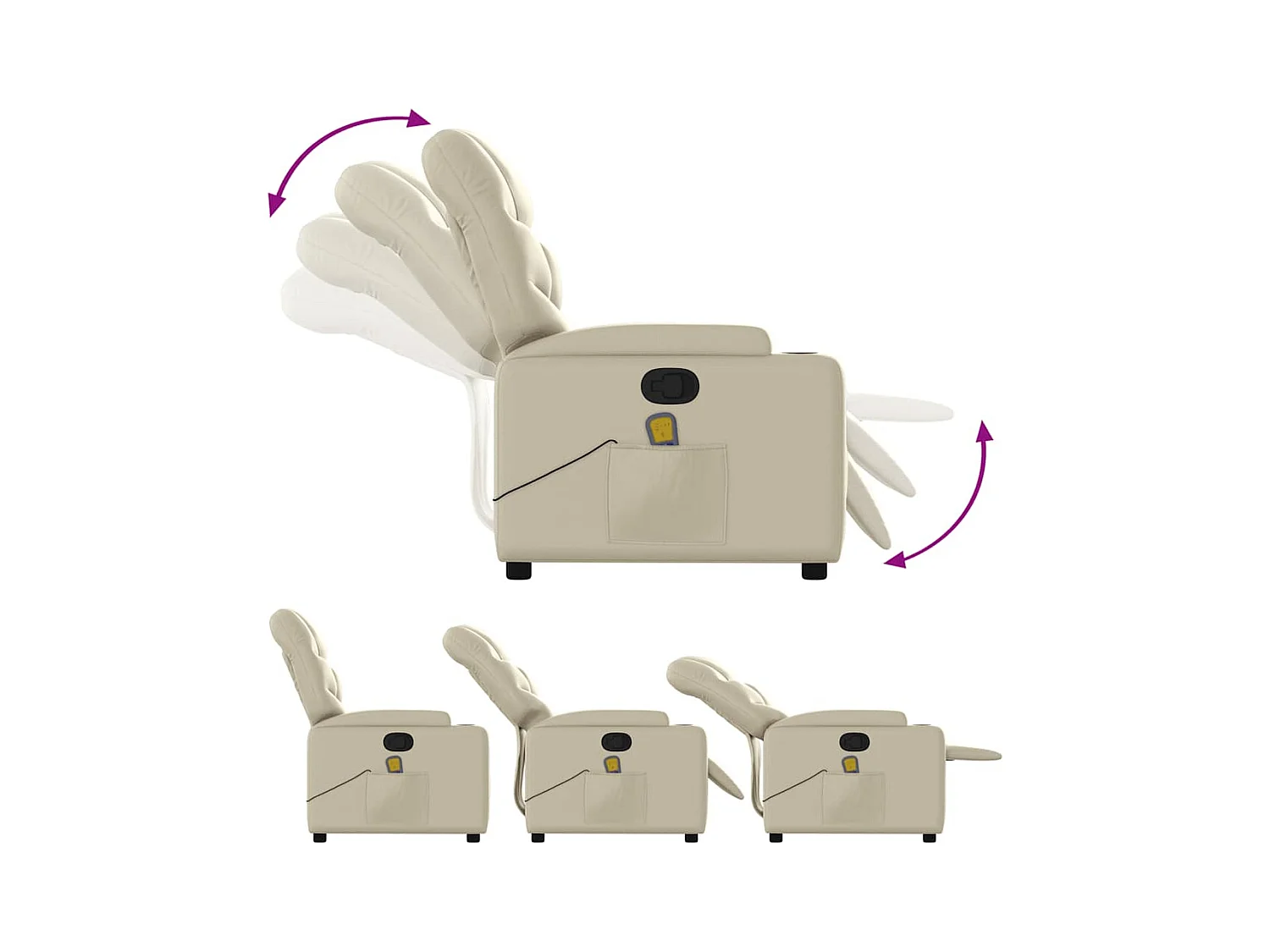 Fauteuil inclinable-Chaise de relax-Fauteuil de Massage crème similicuir SHL4933