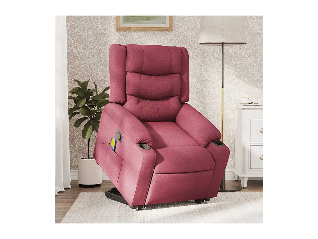 Sillón de relax | Sillón reclinable de masaje elevable tela rojo tinto SHL5866