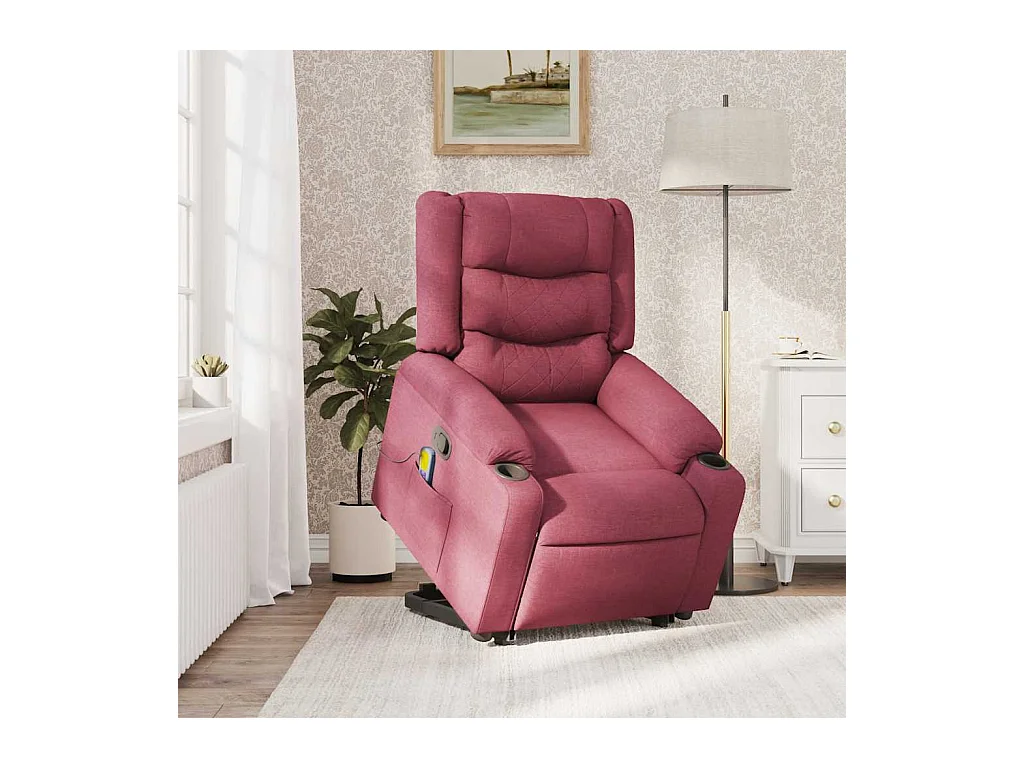 Fauteuil inclinable-Chaise de relax-Fauteuil de Massage Rouge bordeaux Tissu SHL1777
