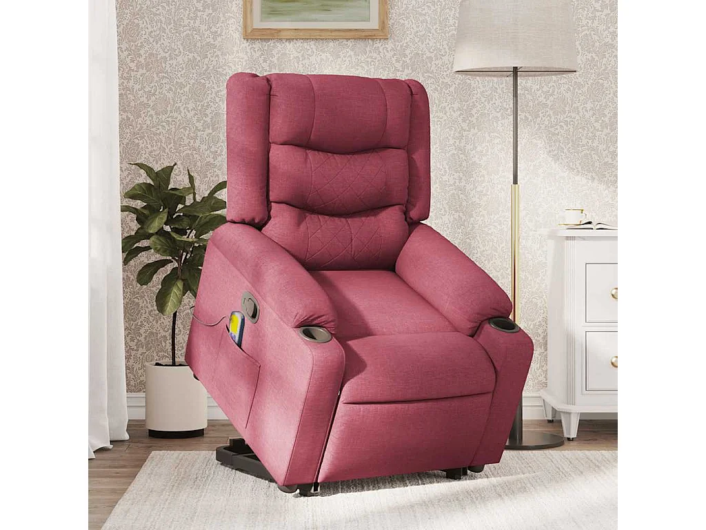 Fauteuil inclinable-Chaise de relax-Fauteuil de Massage Rouge bordeaux Tissu SHL1777