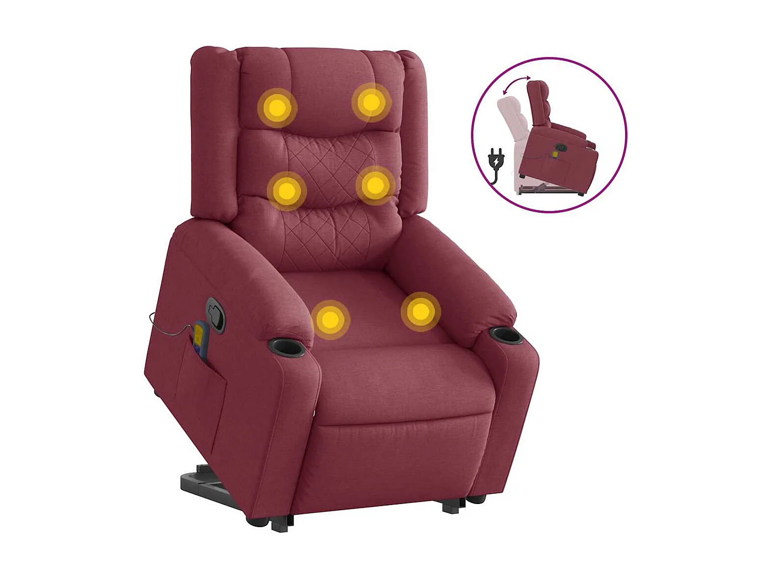 Fauteuil inclinable-Chaise de relax-Fauteuil de Massage Rouge bordeaux Tissu SHL1777