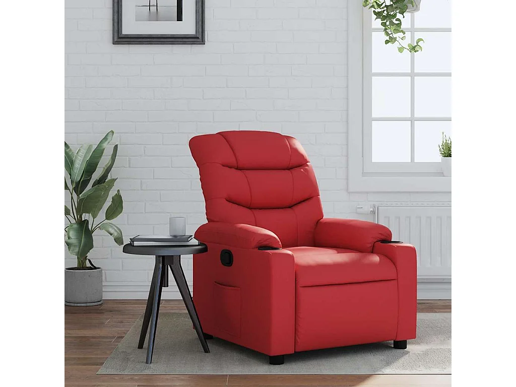 Relaxstoel | Fauteuil verstelbaar kunstleer rood